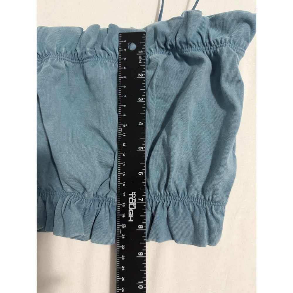 ZARA Womens Blue Ruffle Crop Top Cami Size S Stretchy Sleeveless - Picture 5 of 5